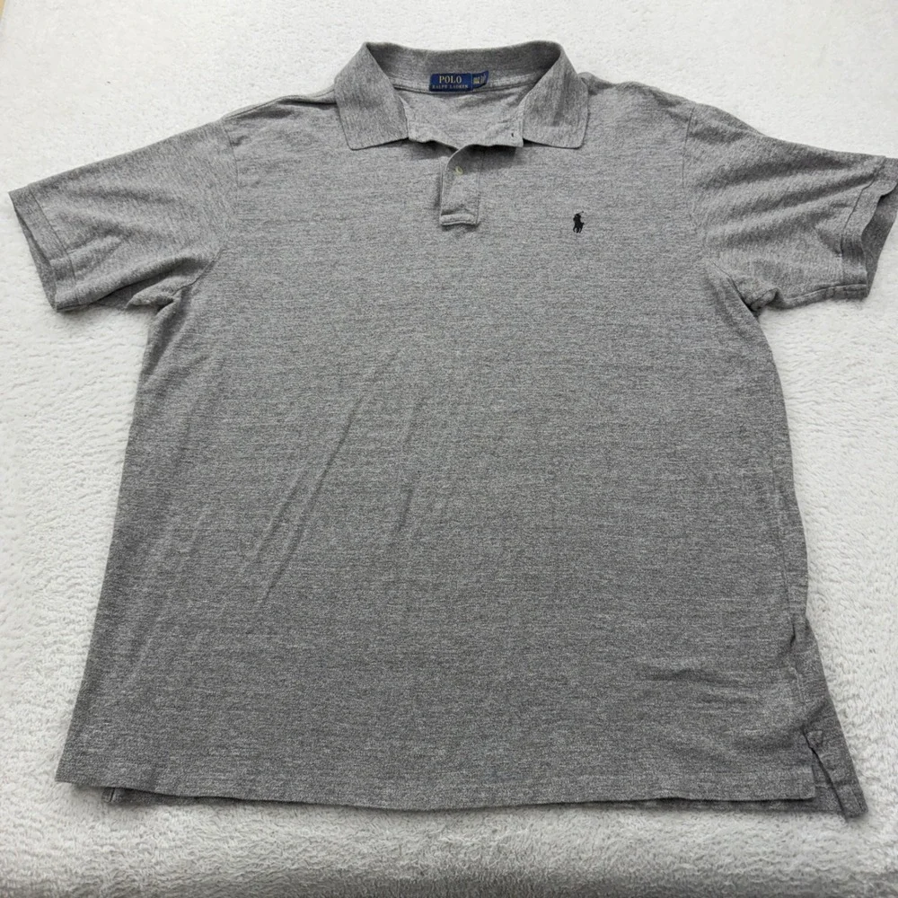 Polo Ralph Lauren Mens 2XLT Classic Fit Heather Gray Short Sleeve Polo Shirt